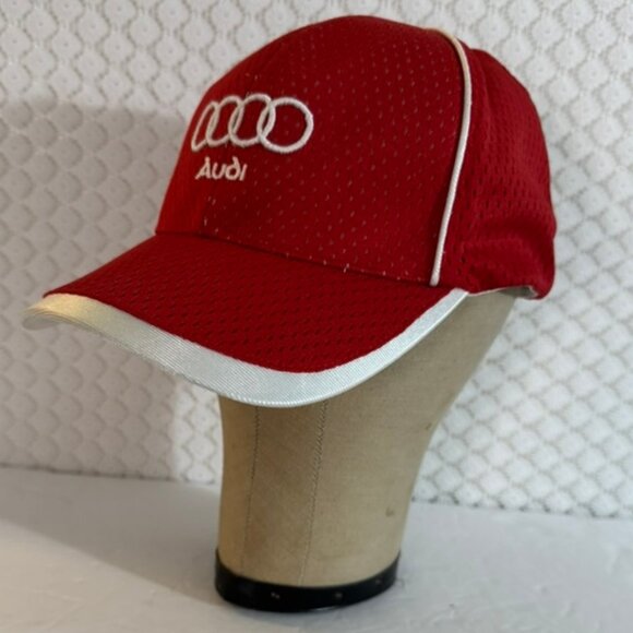 VTG Audi Lightweight Sports Cap -Red with White Logo, Trim, & Accents - Picture 3 of 8